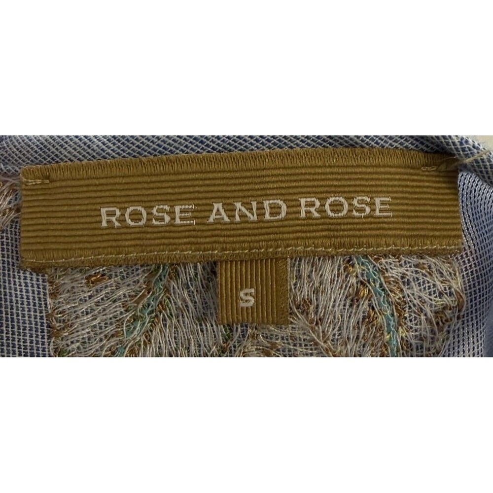 Rose And Rose Blue Embroidered Floral Midi Dress Small Tie Waist Cottagecore - Picture 9 of 10